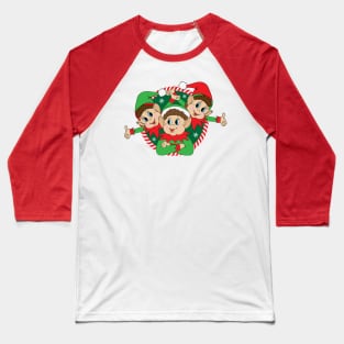 Cute Christmas Elves Baseball T-Shirt